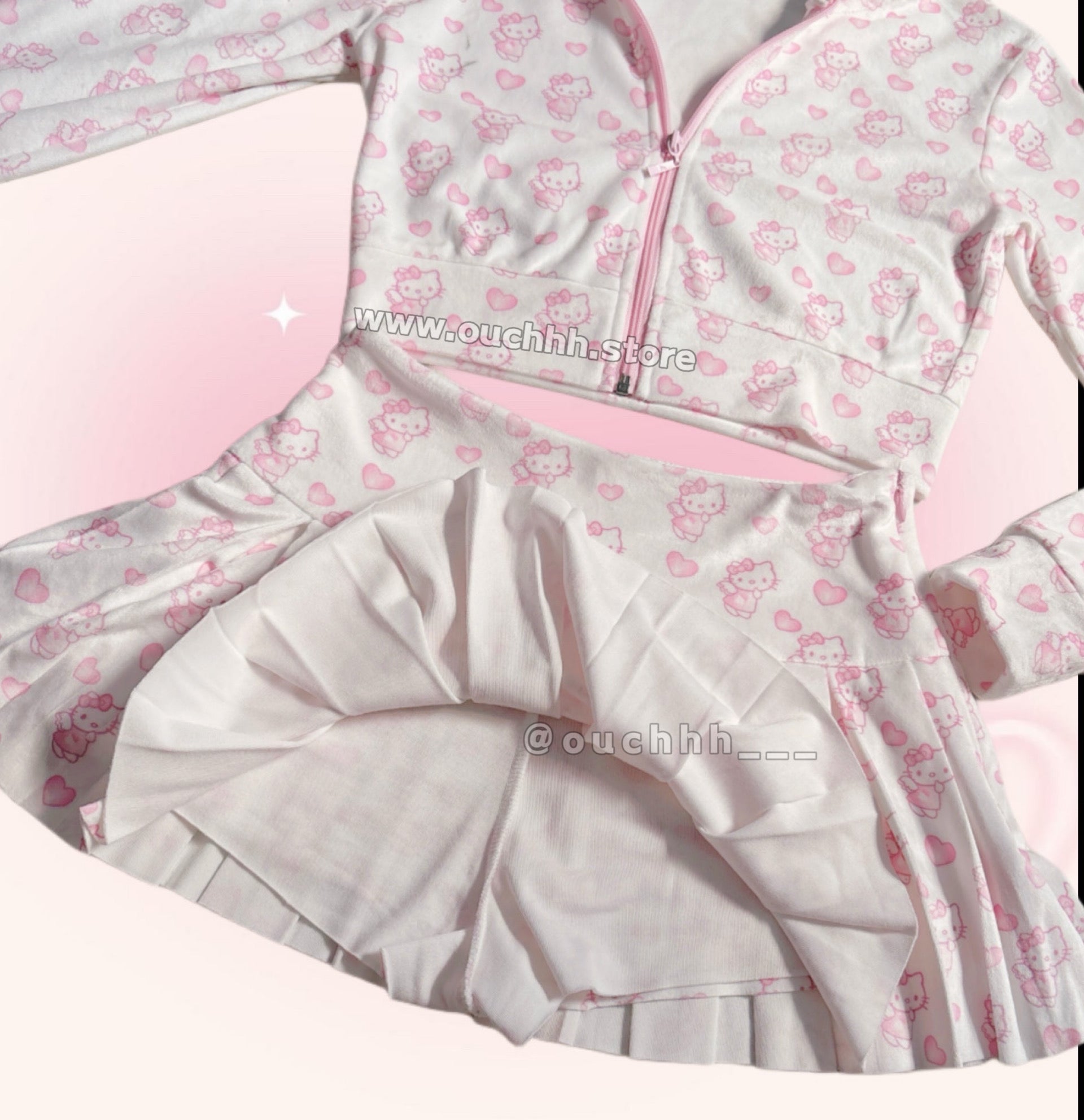 Softie Kitty Crop Jacket + Pleated Skirt Set