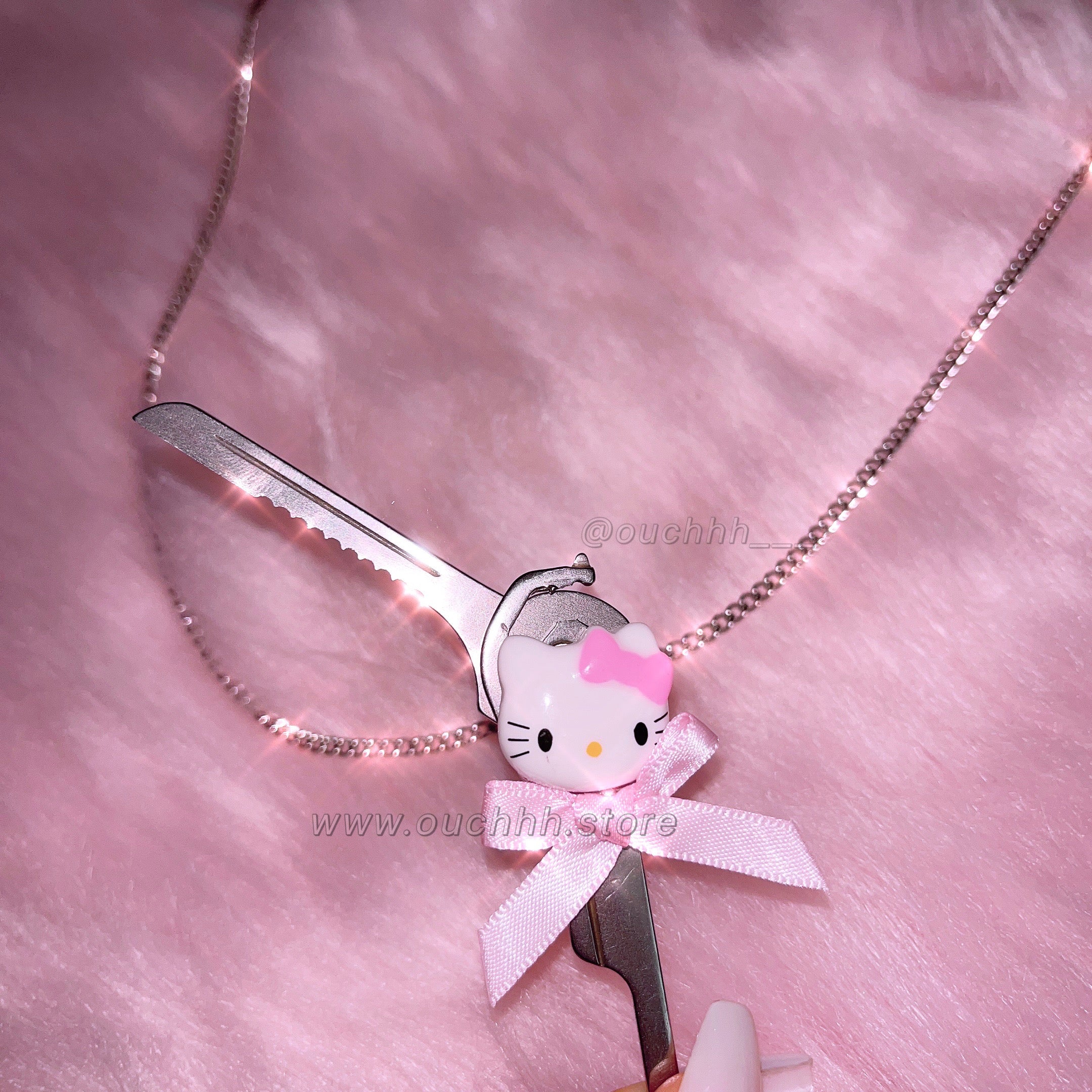 Ribbon Kitty Utili key Blade Necklace
