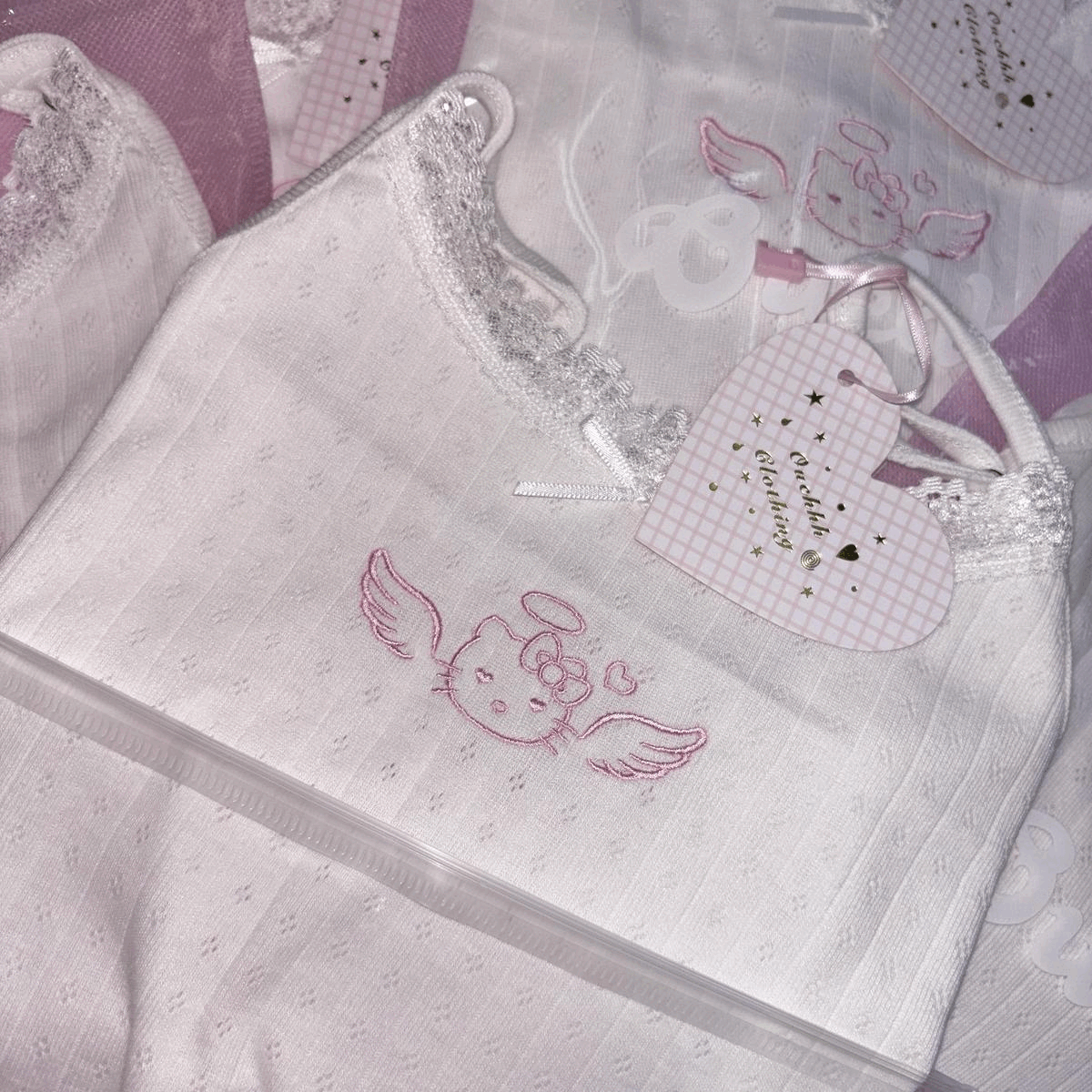 Kitty Wings Embroidery Lace Cami Top