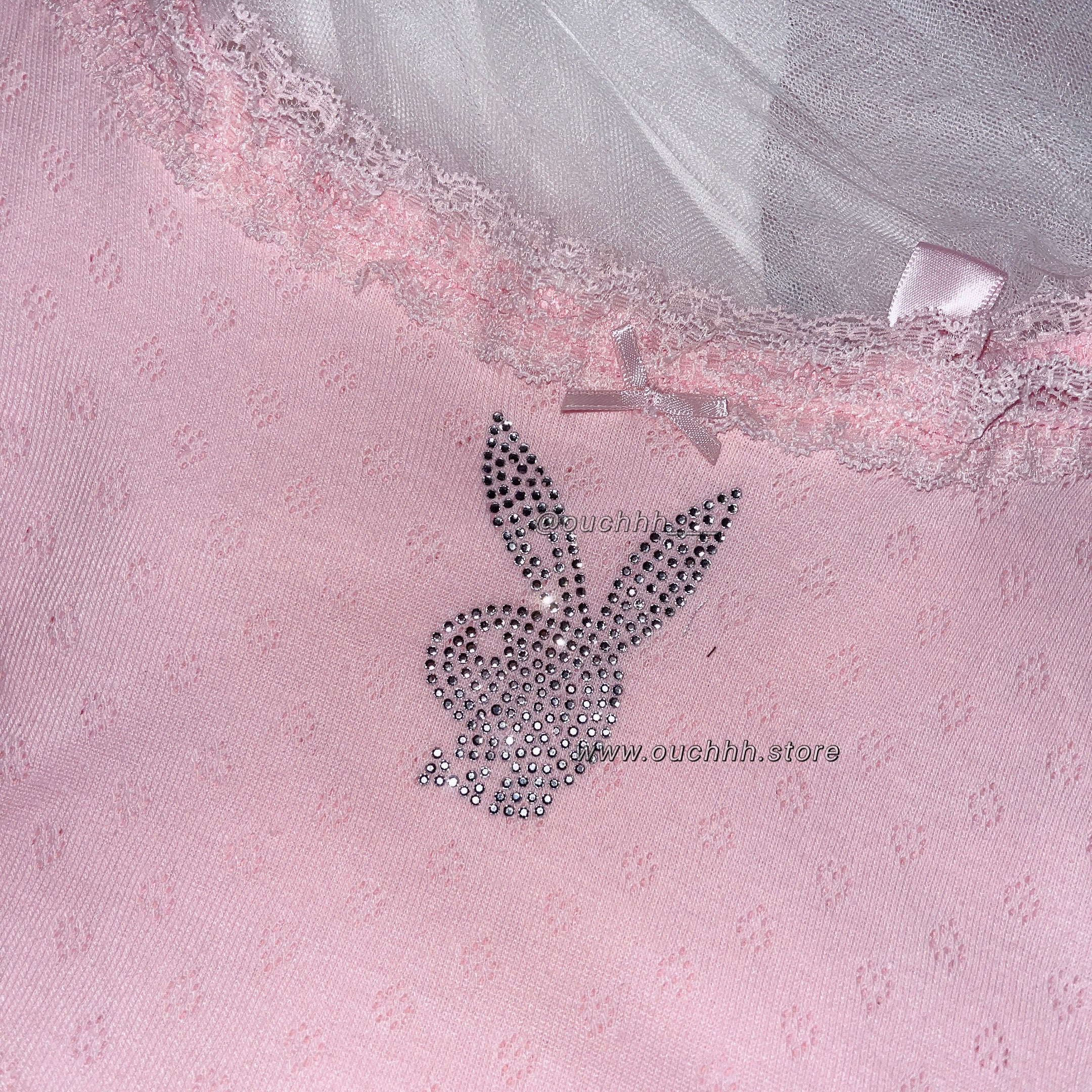 Playbunny Coquette Lace Cami Top (Pink)