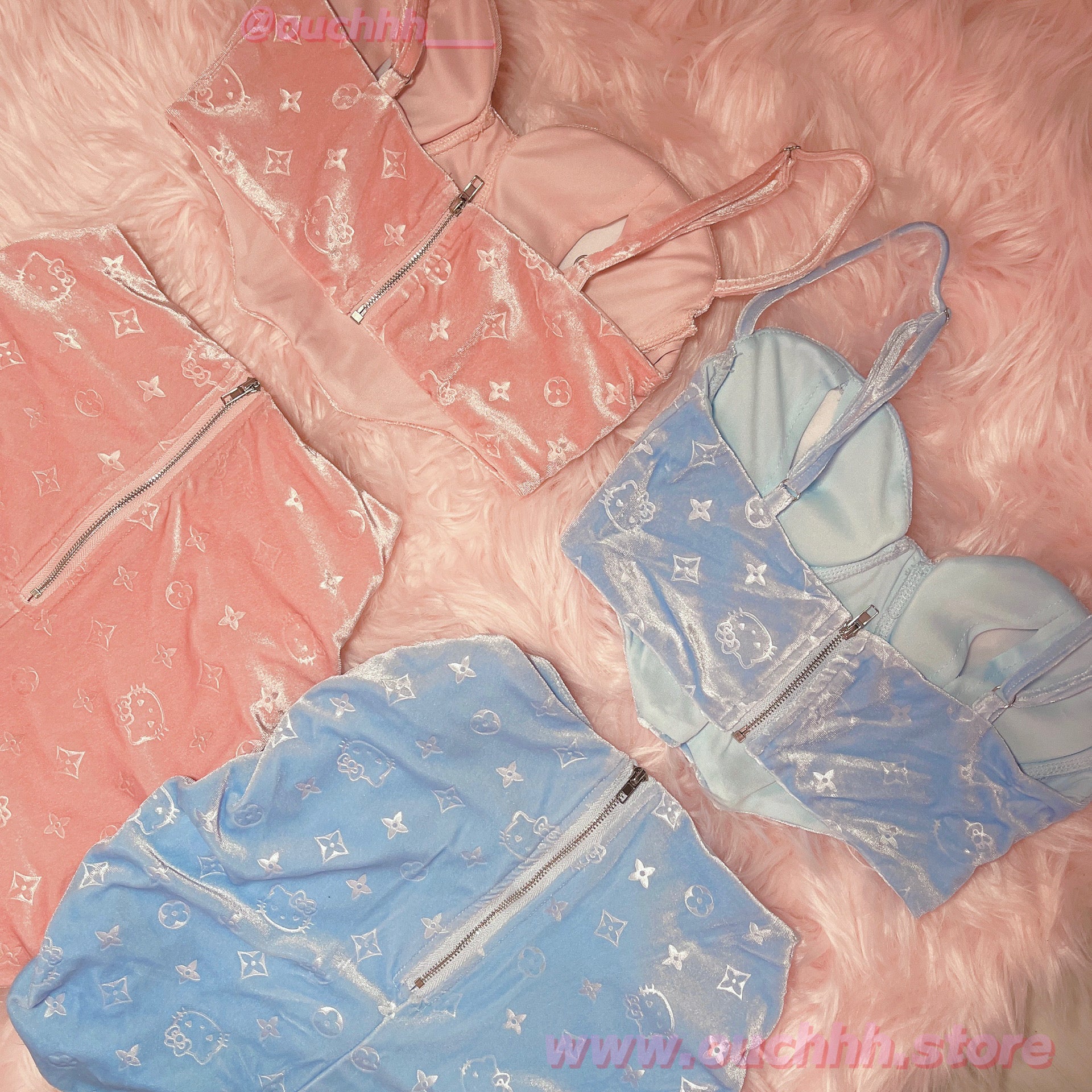 Glow Up Lavish Kitty Corset Top + Skirt Set (Baby Blue)