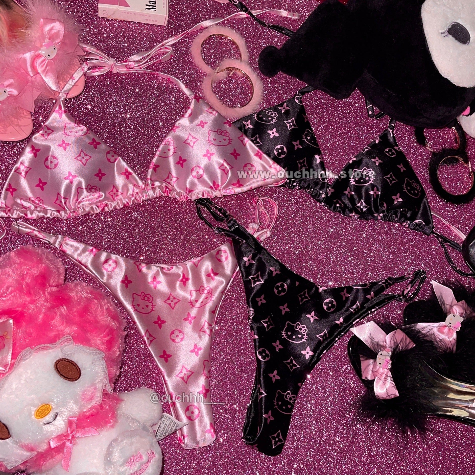 Lavish Kitty Bikini Set (Black)