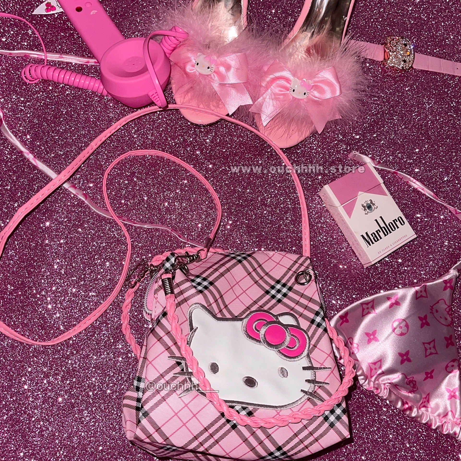Pink Plaid Kitty Handbag