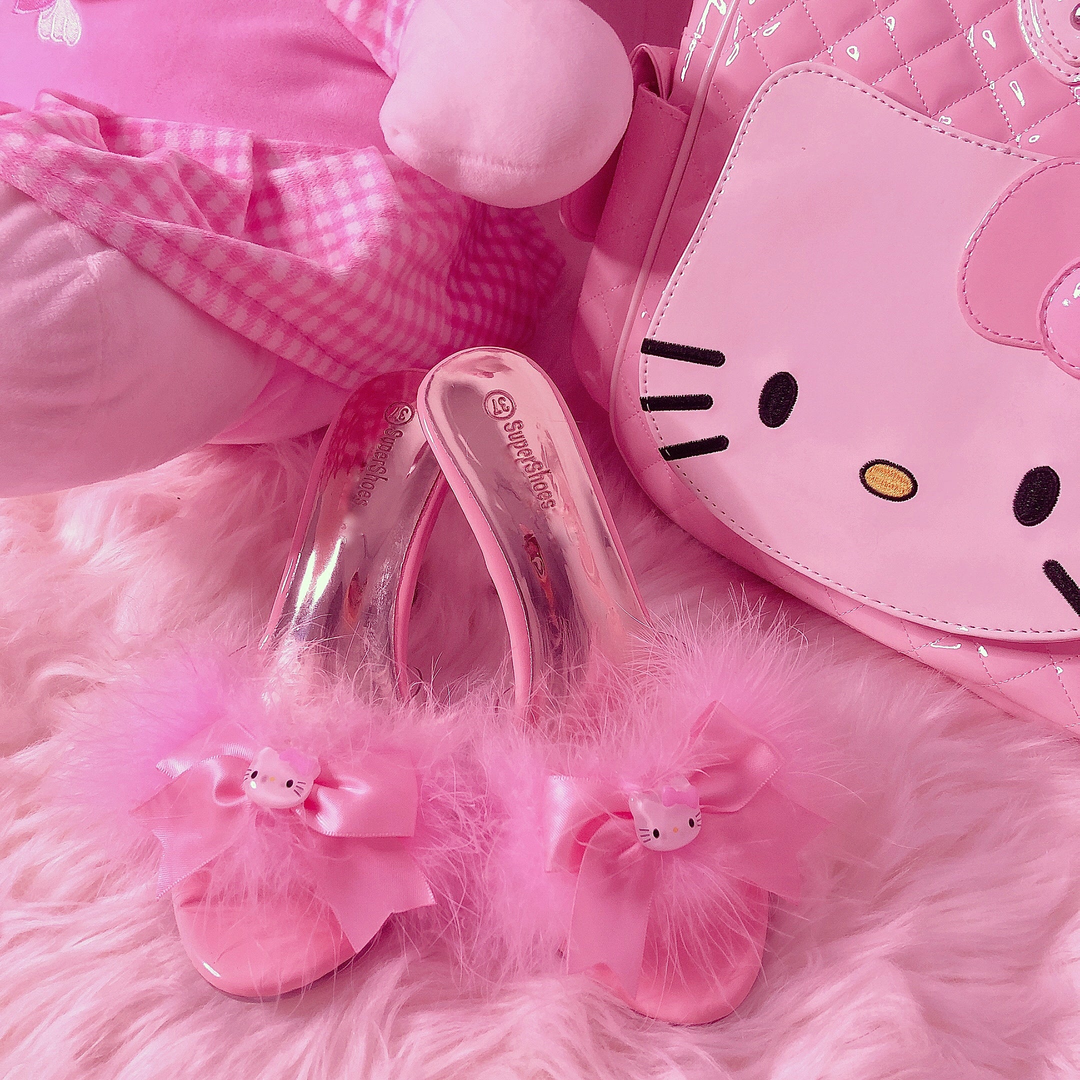 Kitty Heel Slippers (Pink)