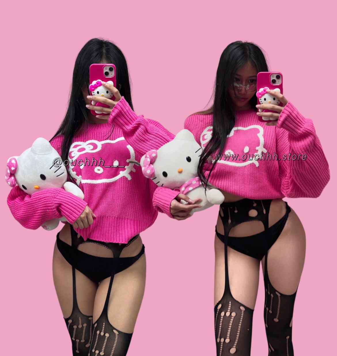 Pink Kitty Energy Knitted Sweater