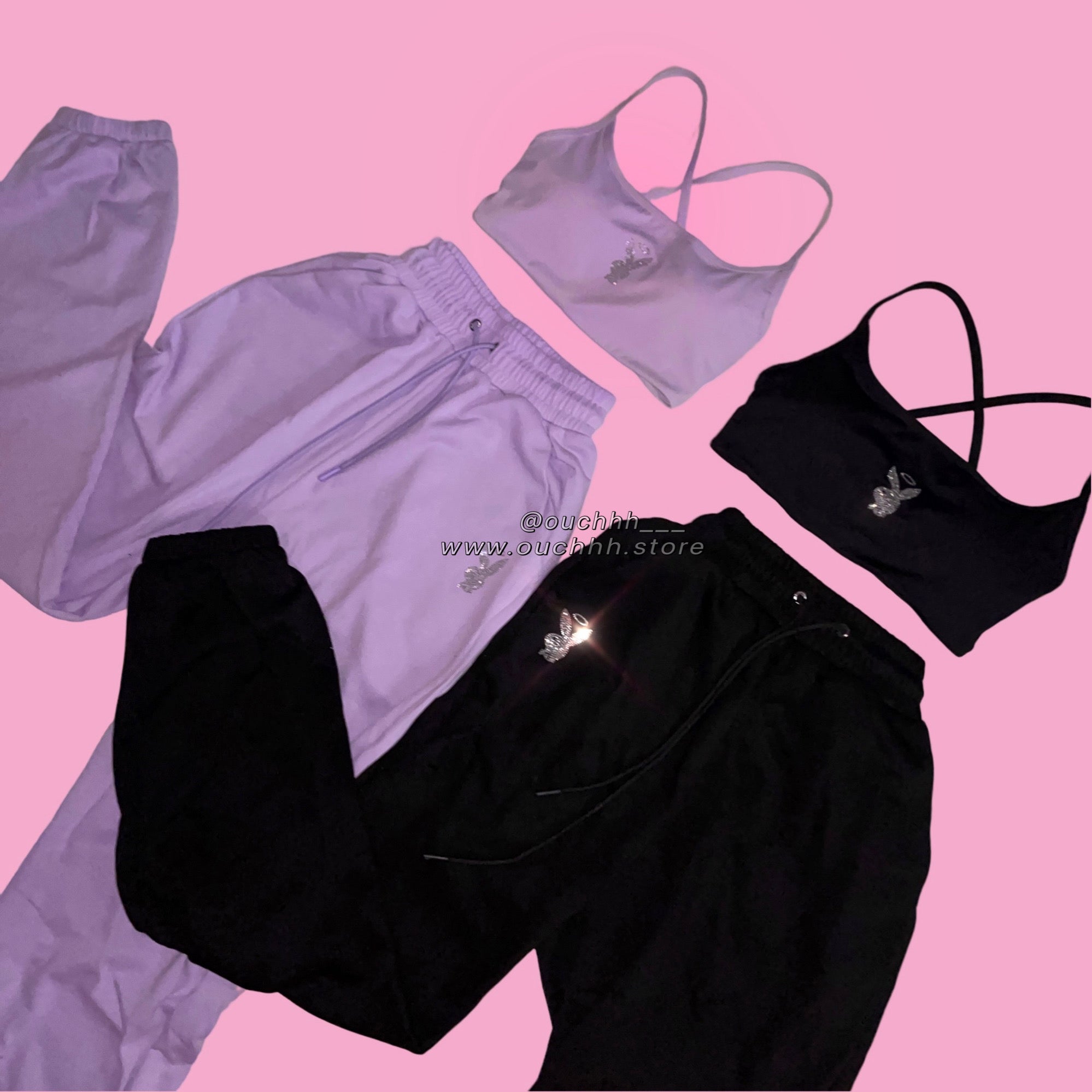 Play Angel Bralette Sweatpants Matching Set (Black) (Sold Separately)