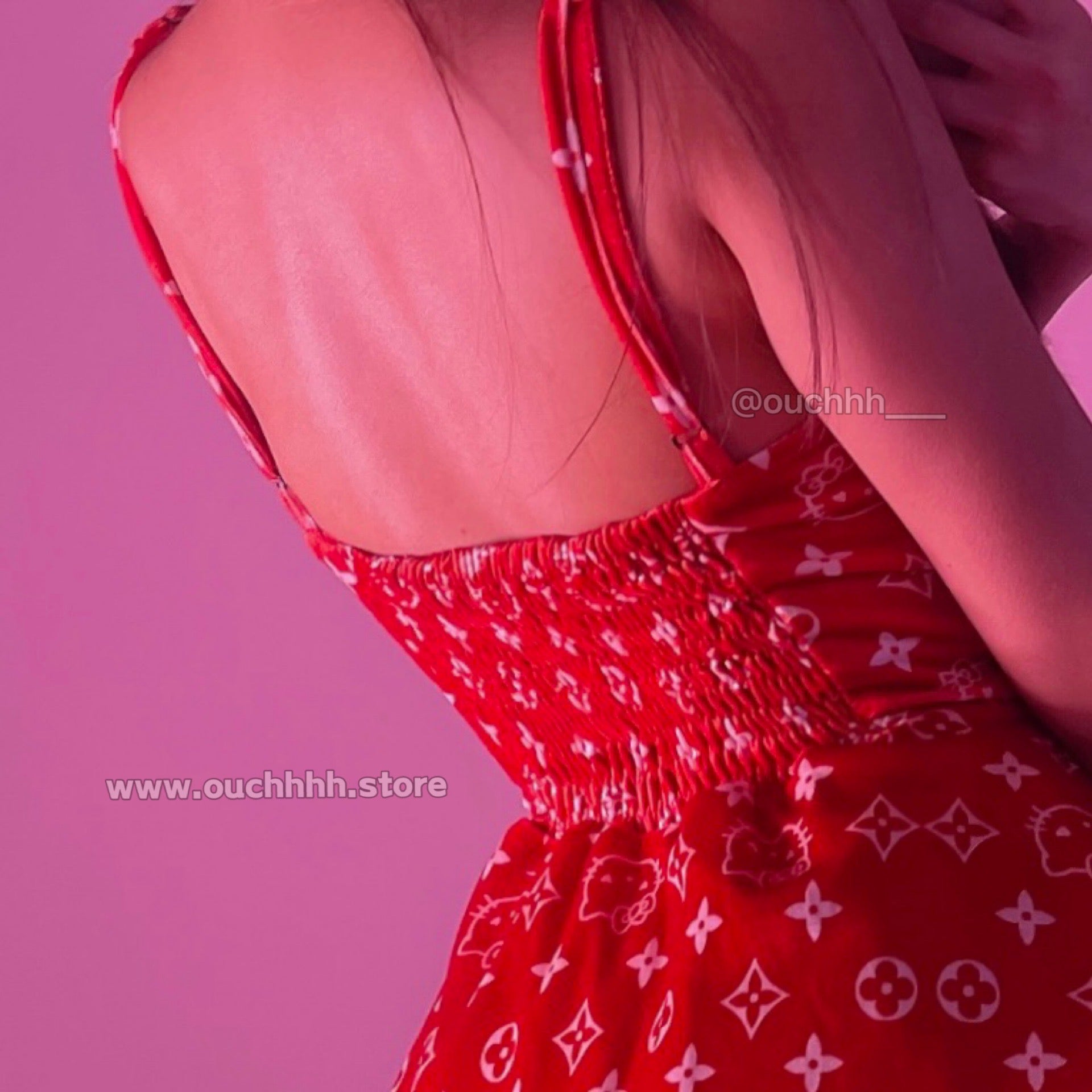 Lavish Kitty Fur Trim Velvet Flare Dress (Red)