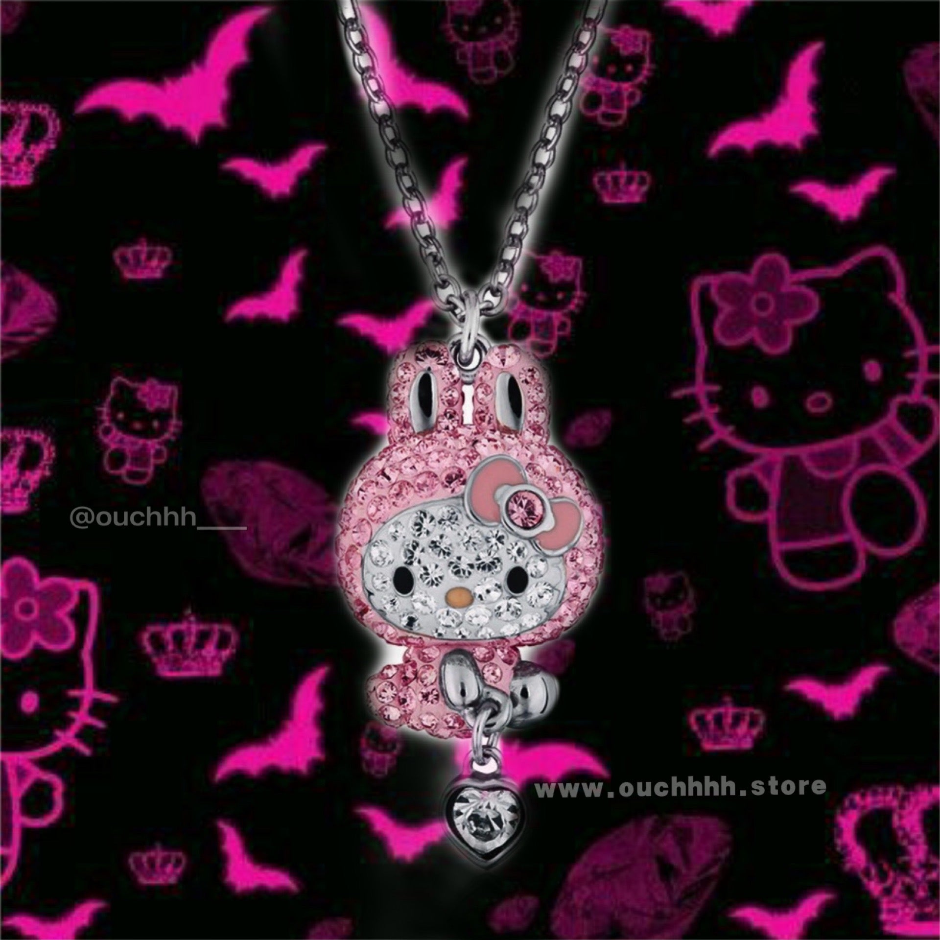 Pink Bunny Swarovski Necklace