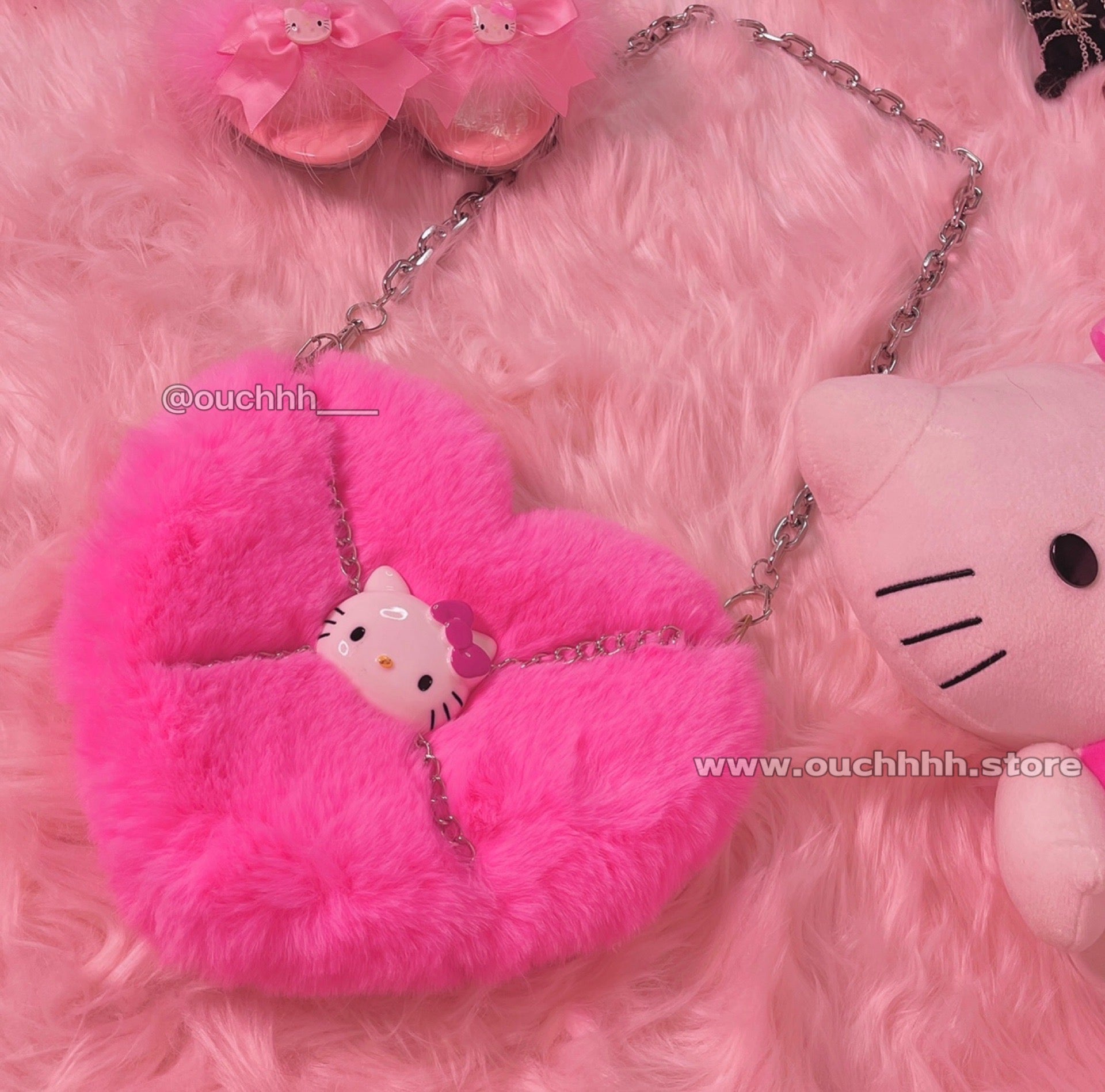 Hot Pink Fuzzy Kitty Chained Bag
